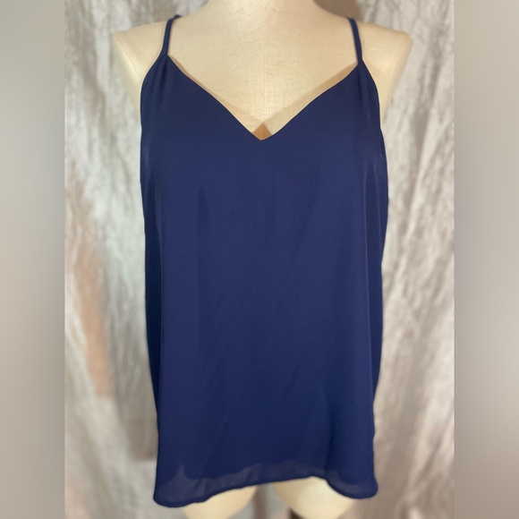 Wells Grace navy polyester tank top with liner & adjustable straps - Picture 5 of 10